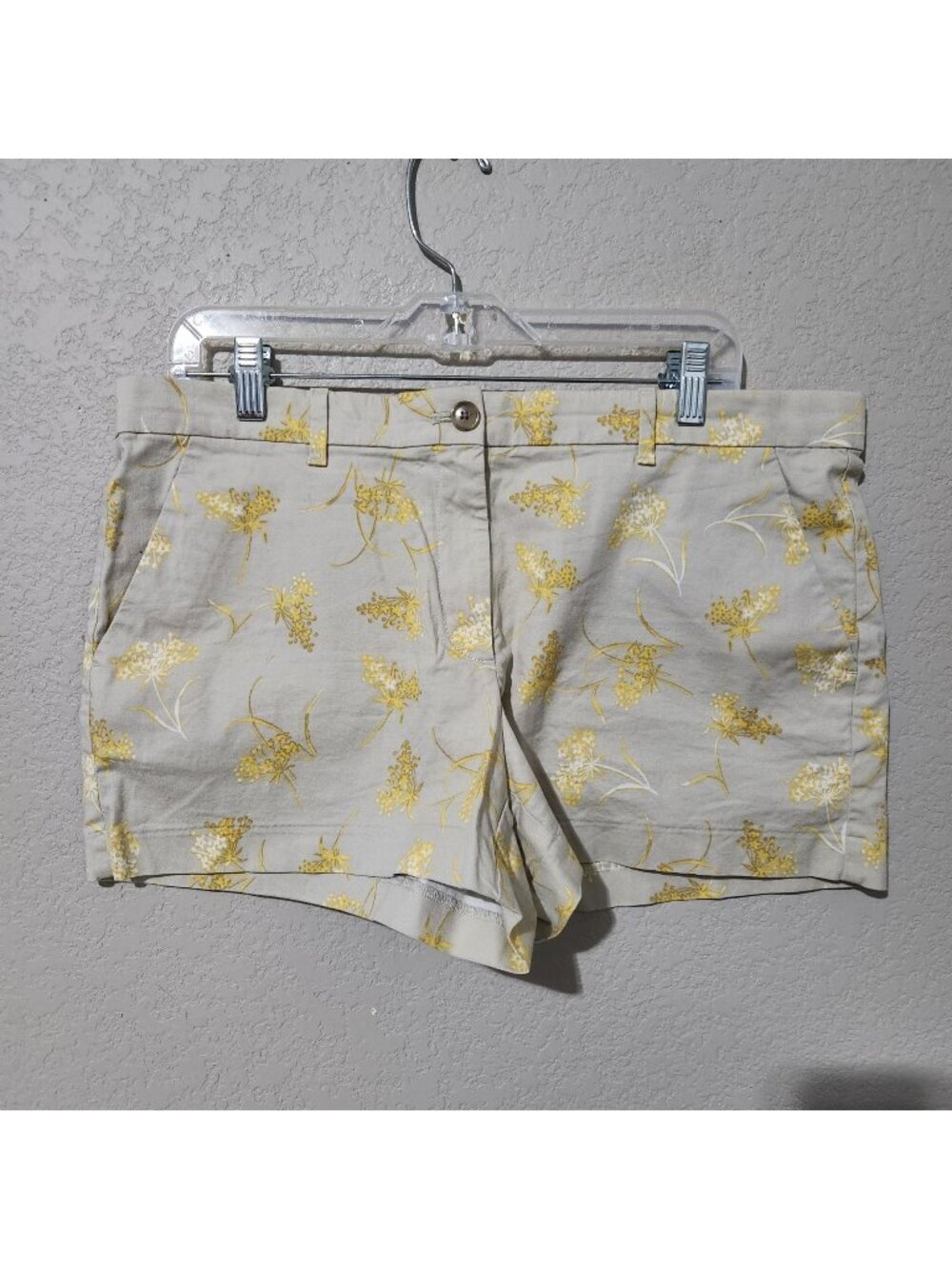 Gap Womens Summer Shorts 12 Khaki Yellow Floral Stretch